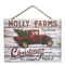 Glow Decor Cream White and Red Holly Farms Rectangular Sign with Rope Hanger 7" x 10"